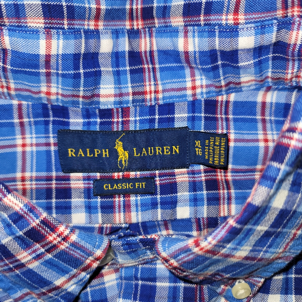 Mens Polo Ralph Lauren Classic-Fit Long Sleeve Shirt Blue Size XL - Picture 3 of 7